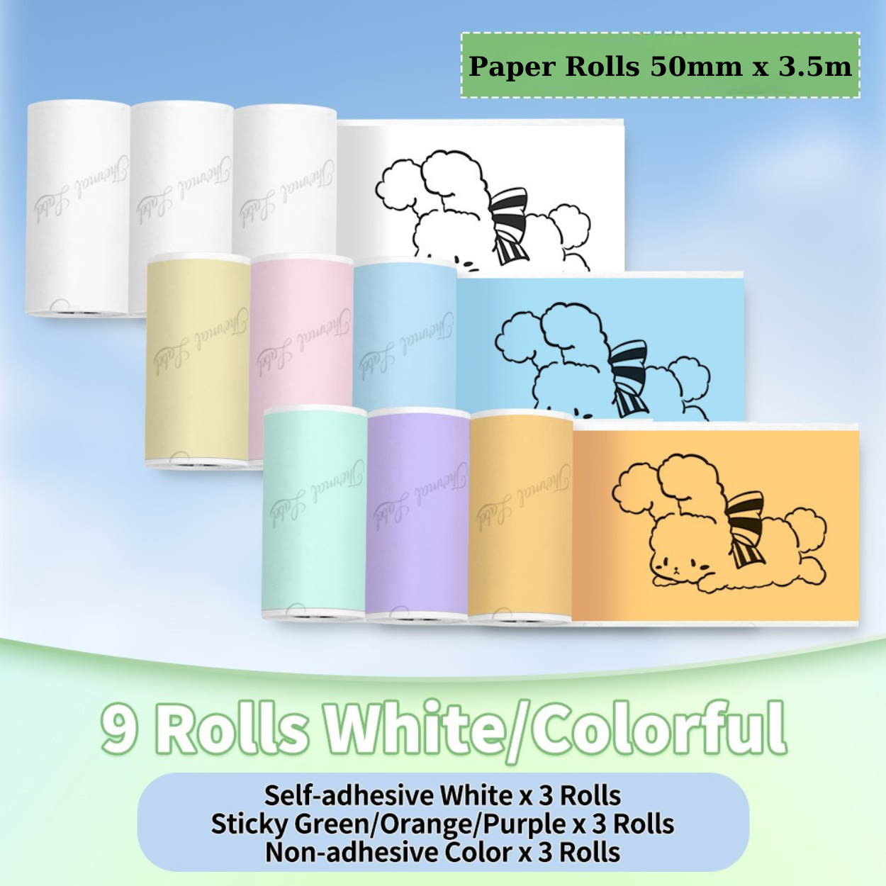 9Rolls Sticker Papers for Finko T02 Portable Pocket Printer